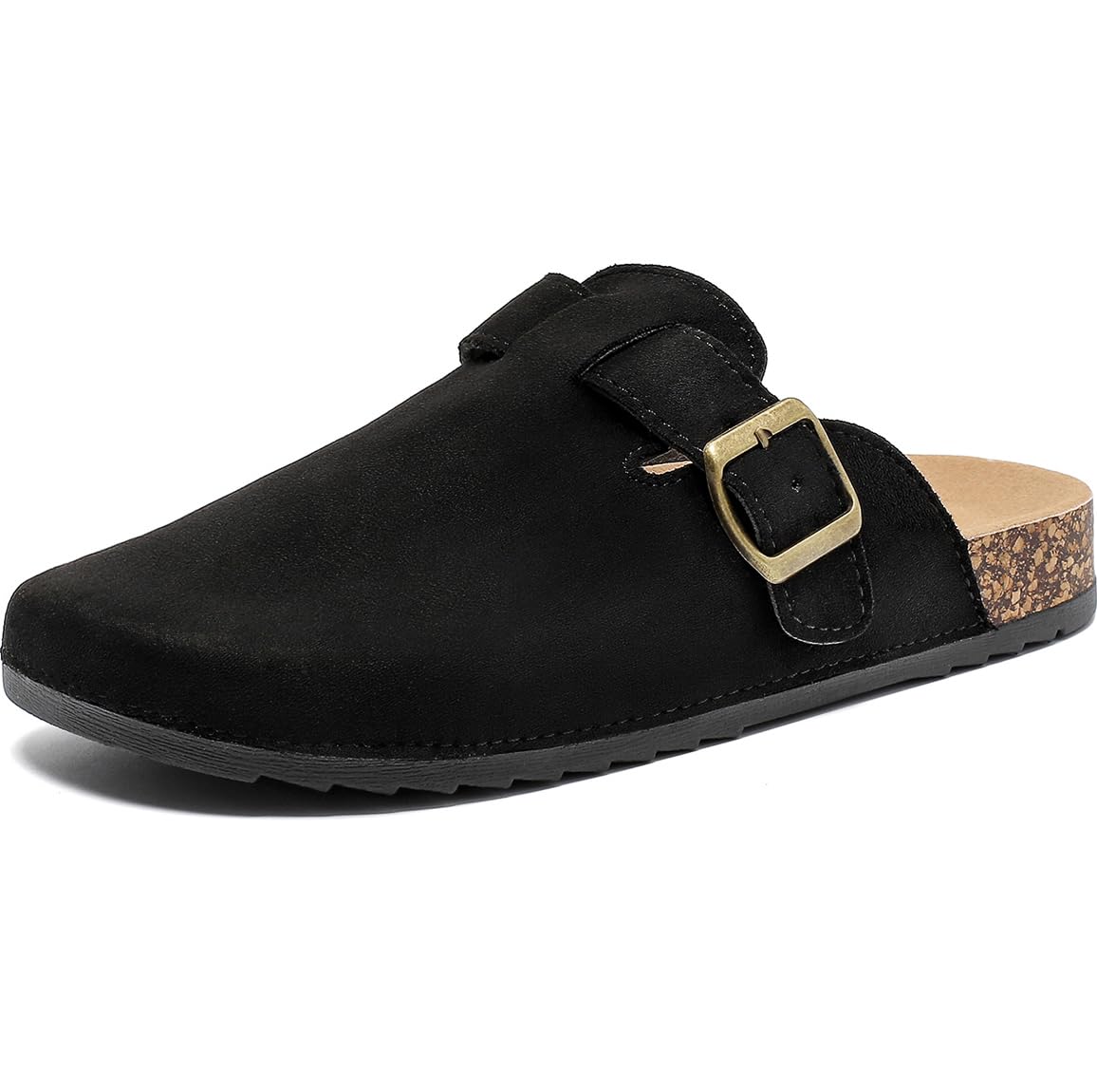 Women's & Men's Suede Clogs & Leather Mules - Comfortable Cork Footbed, Anti-Slip House Sandals with Arch Support & Adjustable Buckle - Perfect for Indoor/Outdoor Wear, Home, Office & Casual Occasions