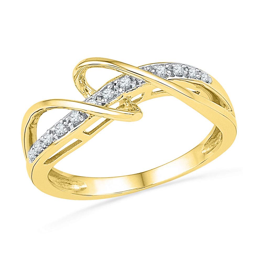 Dazzlingrock 10kt Yellow Gold Women's Round Diamond Band Ring - 1/10 CTW Diamond Wedding Ring for Anniversary, Engagement & Everyday Elegance