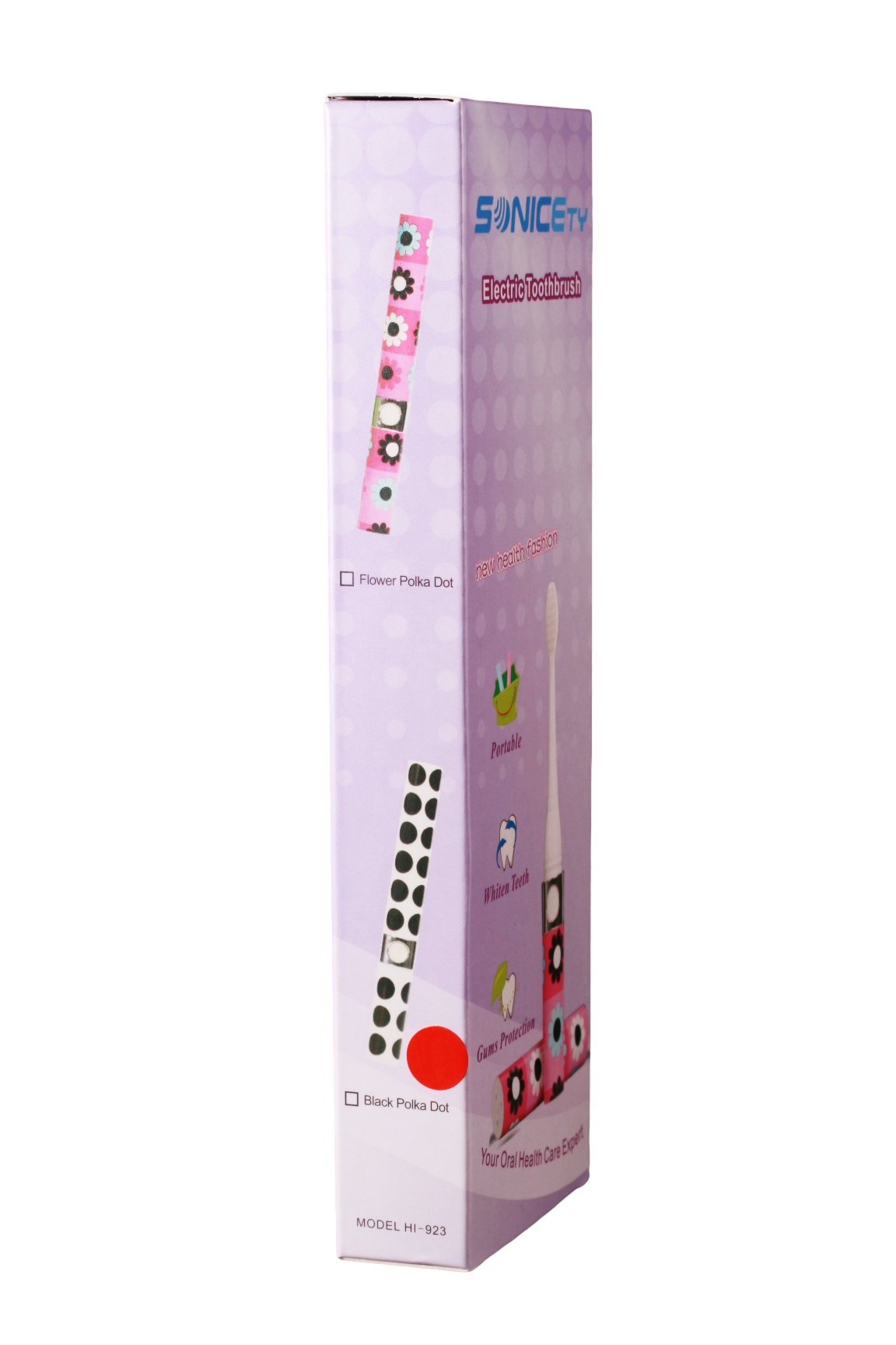 Electric Toothbrush HI-923 - Black Polka Dot Design | Portable & Travel-Friendly | Rechargeable Oral Care for Home & Travel Use