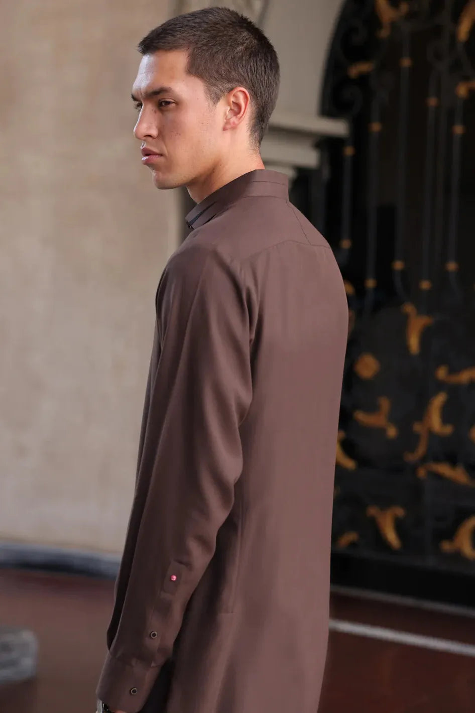 Premium Blended Dark Brown Shalwar Kameez by Almirah - Wasim Akram Collection | Elegant Pakistani Traditional Outfit for Weddings, Festivals & Special Occasions