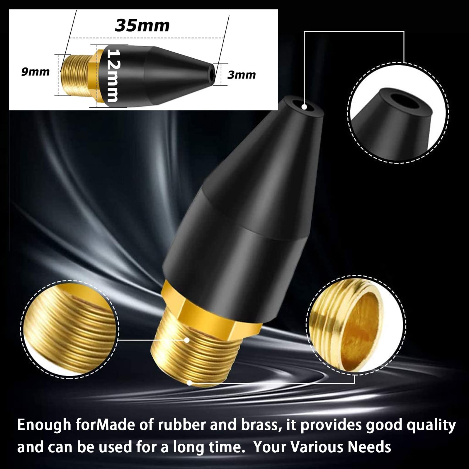 8PCS Black Rubber Air Nozzle Tips for Air Blow Guns - Workshop & DIY Use