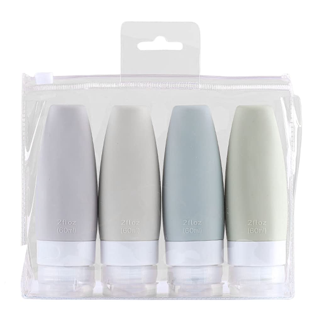 XISAOK Leak Proof Travel Bottles Set - 4 Pack TSA Approved Toiletries Containers for Shampoo, Lotion & Soap | Portable Quart Size Clear Bag Included | Perfect for Air Travel, Gym & Camping Essentials