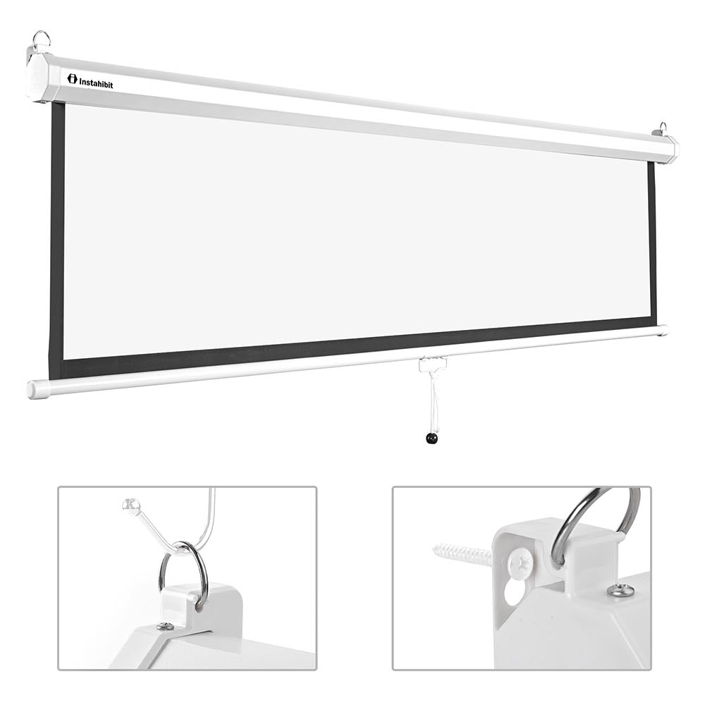 TheLAShop 72 Inch Manual Pull Down Projector Screen - 16:9 Aspect Ratio (63x35 Inches) for Home Theater, Outdoor Movies & Presentations