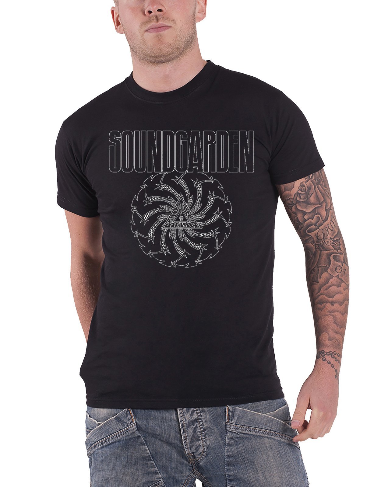 Official Soundgarden Black Blade Motor Finger Band Logo T-Shirt for Men - Black Cotton Tee for Concerts, Music Festivals & Casual Wear