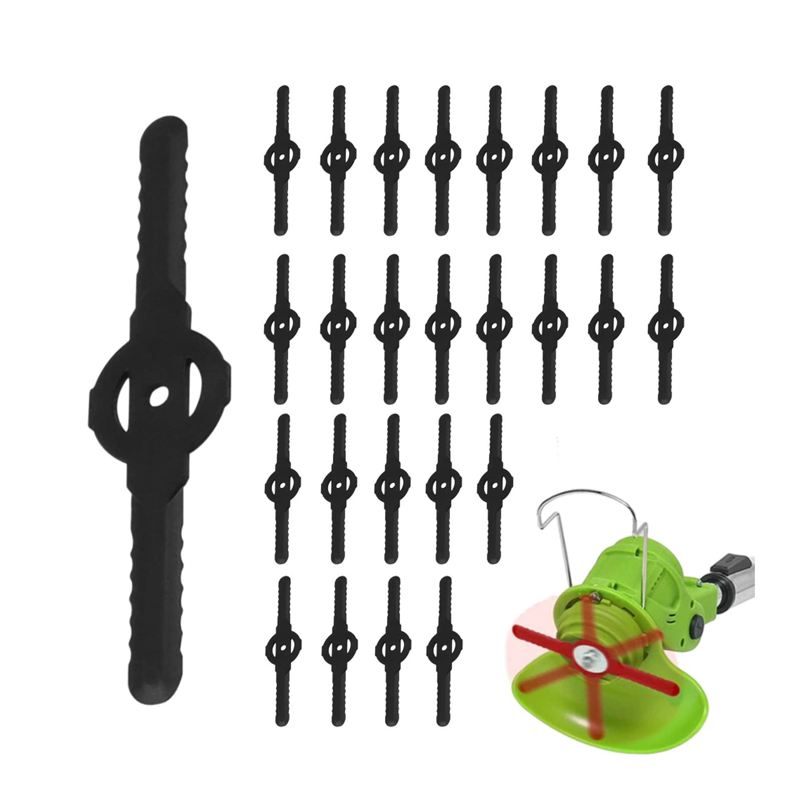 MIBICIRI 20 Pack Plastic Grass Trimmer Replacement Blades - 139mm Weed Wacker Head Blades for Lawn Mower & Weed Eater - Durable Black Plastic Cutter Blades (Perfect for Lawn Care, Gardening & Yard Maintenance)