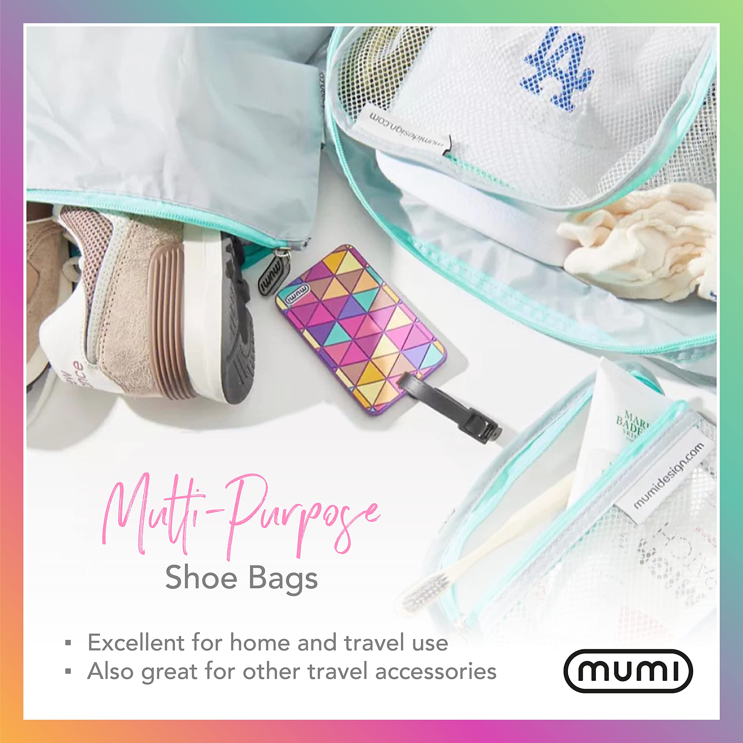 MUMI Waterproof Shoe Bags for Travel - Set of 2 Lightweight Shoe Organizers for Gym, Luggage & Closet Storage | Durable Shoe Packing Bags for Men & Women (Yellow) | Perfect for Air Travel, Sports Gear & Home Organization