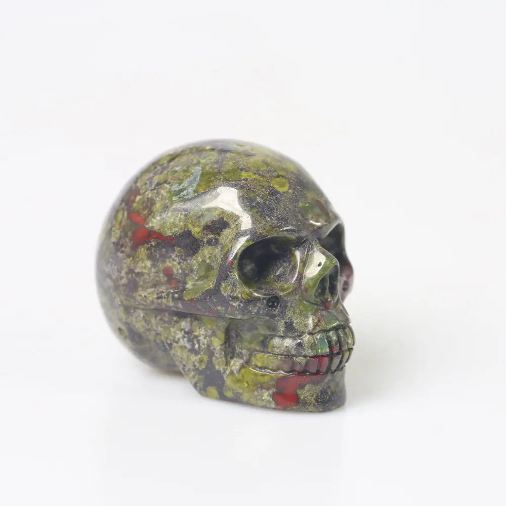 2 Inch Unakite Jasper Skull Specimen - Natural Healing Stone for Reiki, Meditation & Energy Work - Clinozoisite Gemstone Figurine - Perfect for Home Decor, Crystal Collection & Spiritual Practices