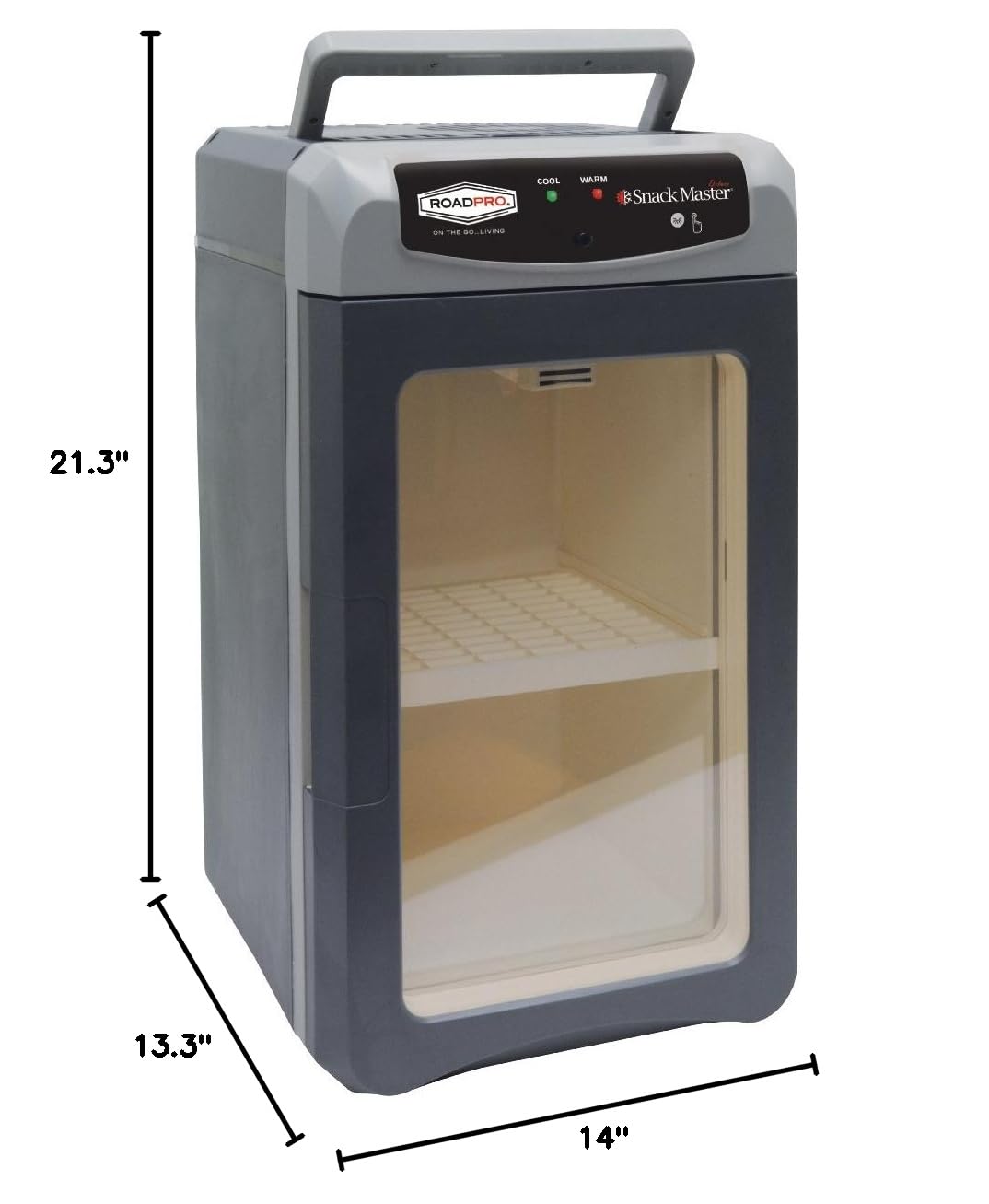 RoadPro RP5653SF 12V Portable Cooler and Warmer for Car, Truck, RV - Medium Size Gray Snackmaster - Perfect for Road Trips, Camping & Office Lunch Storage