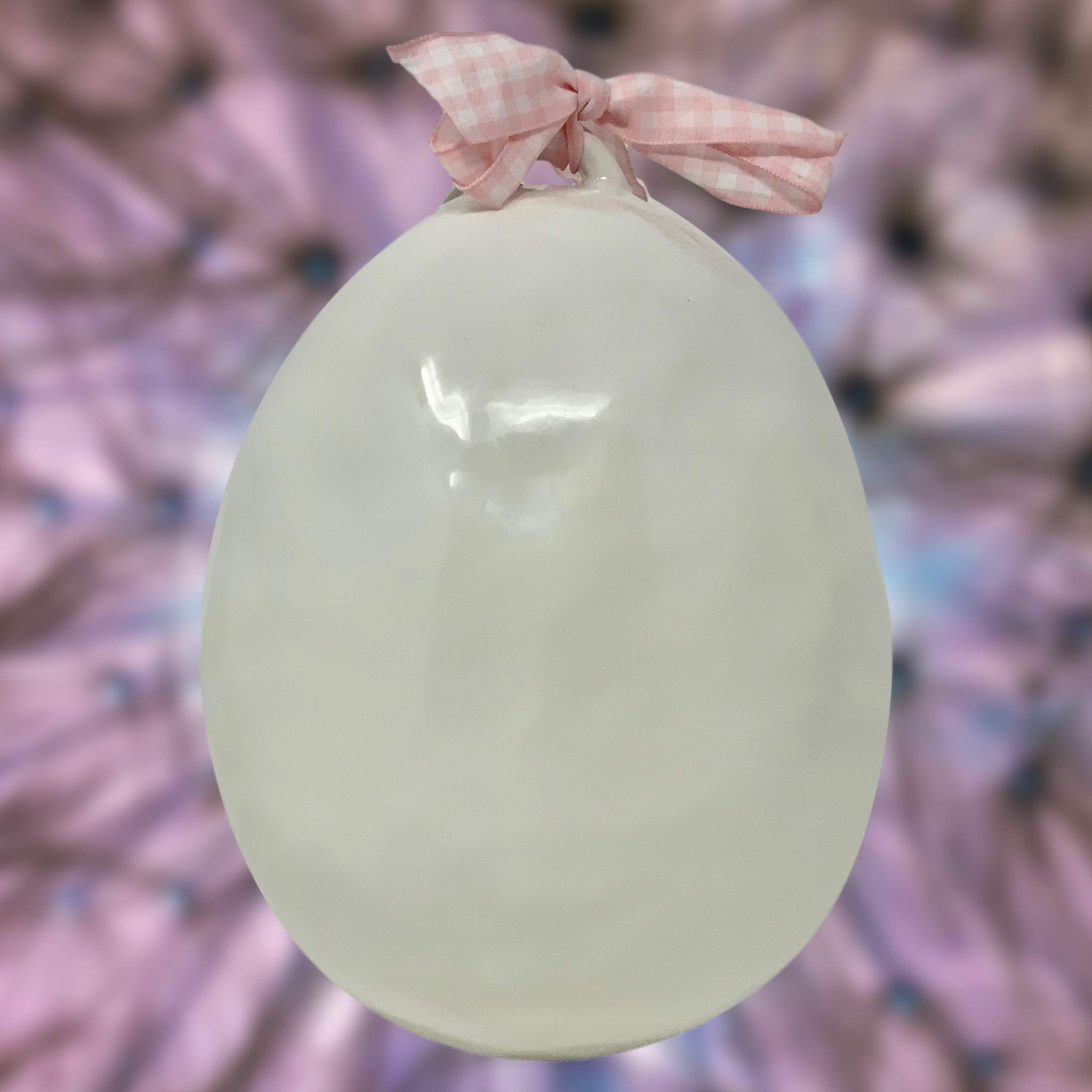 Rae Dunn Large White Easter Egg - Artisan Collection by Magenta - Happy Easter in Bold Black Lettering - Perfect for Easter Home Decor, Table Centerpieces, and Spring Holiday Celebrations (Ribbon Style May Vary)
