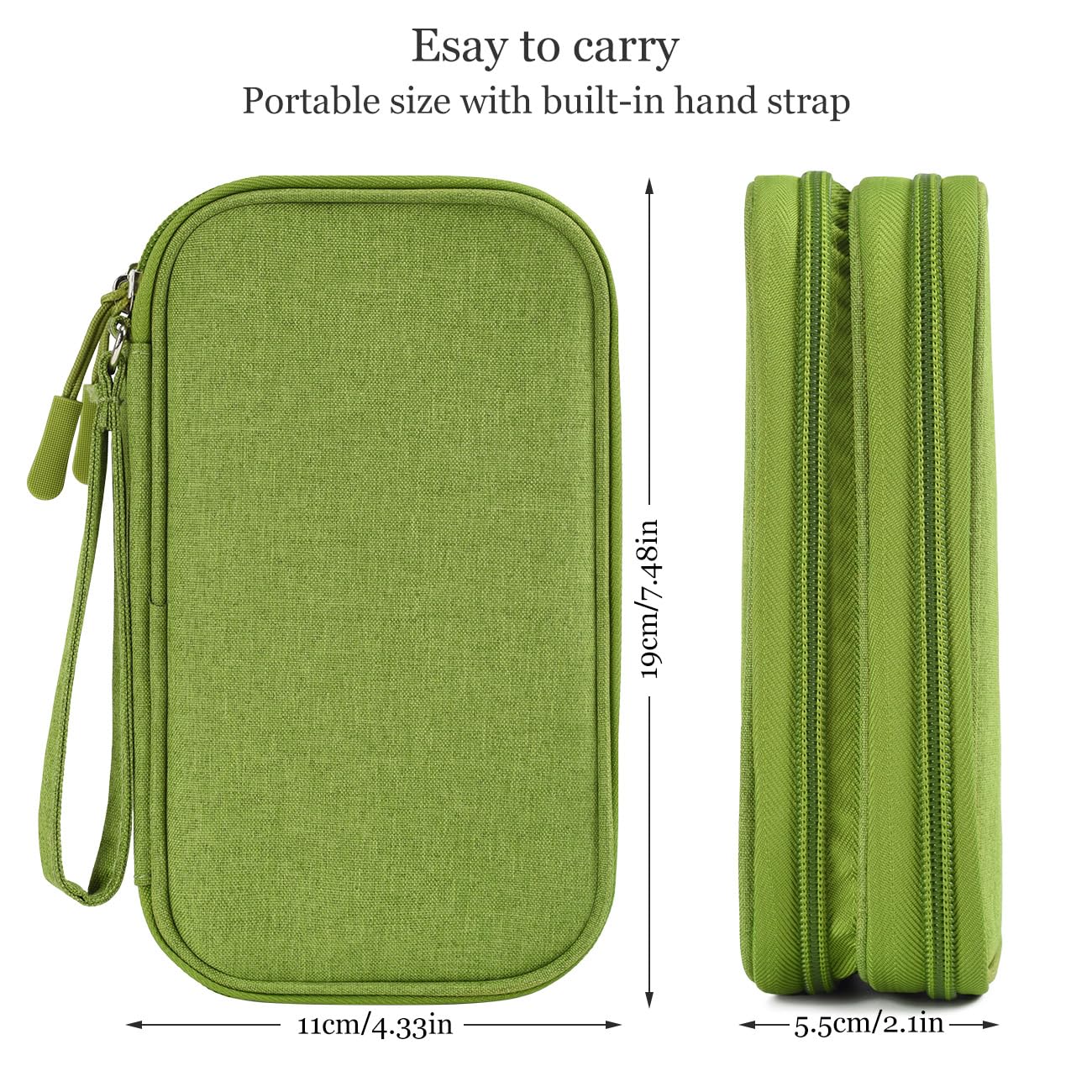 Electronic Organizer Travel Cable Accessories Bag - Waterproof Storage Case for Power Bank, Chargers, USB Cables, Mouse & Earphones (Green) | Perfect for Office, Travel & Home Organization