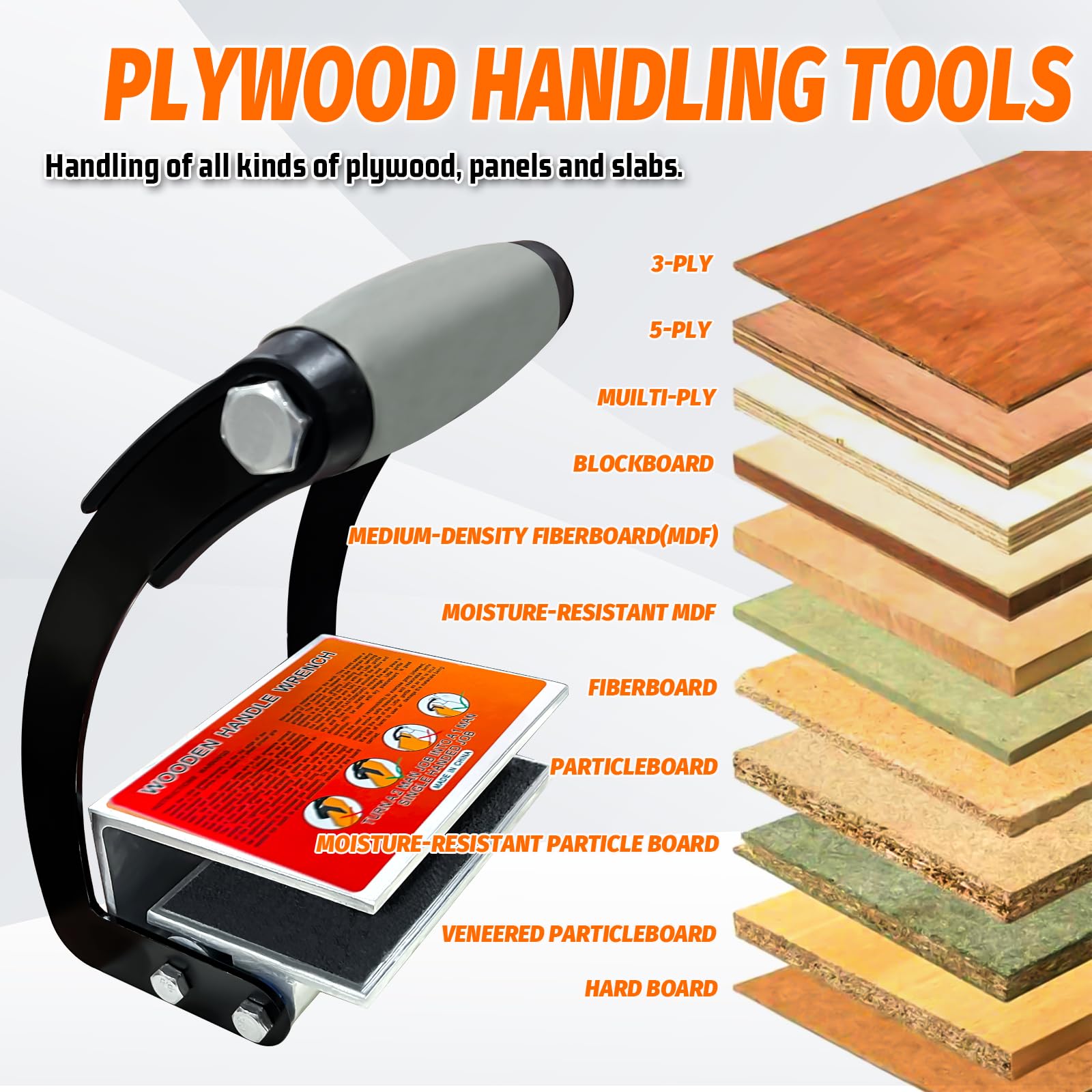 **Mental Panel Carrier Lifting Tool - Heavy Duty Plywood & Drywall Carrier with 0-1 Inch Adjustable Grip, Ergonomic Handle for Effortless Lifting - Ideal for Construction, Woodworking & DIY Projects**