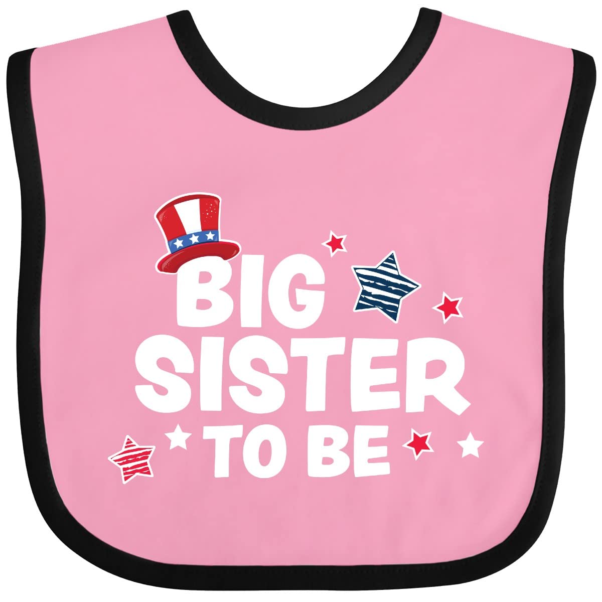 Inktastic Big Sister To Be with Stars Baby Bib - Soft & Absorbent for Newborns & Infants - Perfect for Feeding, Messy Play & Photo Shoots