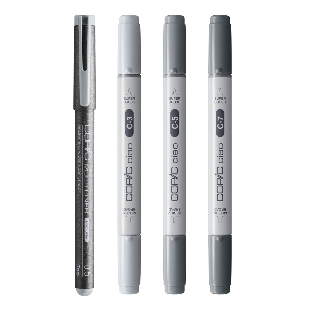 Copic Ciao Marker Set of 4 - Alcohol-Based Art Markers for Sketching, Illustration & Manga Coloring - Perfect for Artists, Designers & Crafters