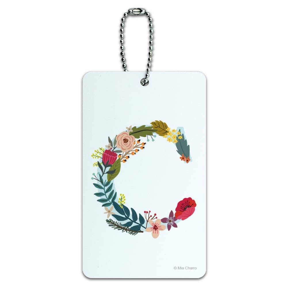 Floral Monogram Letter C Luggage Tag - Personalized Initial ID Card for Suitcase & Carry-On Bags - Perfect for Travel, Business Trips & Vacation Identification