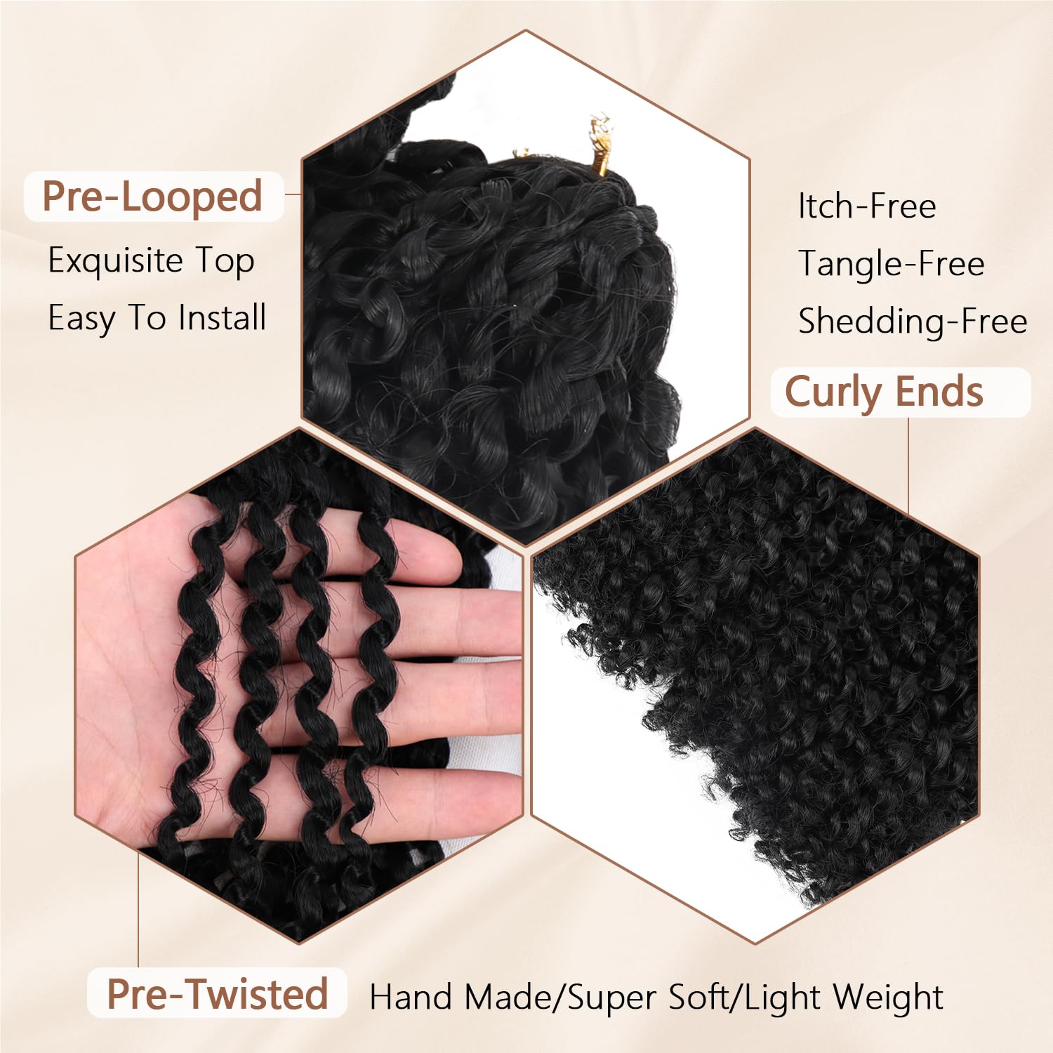 12 Inch Passion Twist Crochet Hair - 9 Bundles Marlybob Kinky Curly Crochet Braiding Hair for Black Women & Kids - Water Wave Synthetic Hair Extensions for Protective Styles & Natural Looks - Perfect for Daily Wear, Parties & Special Occasions