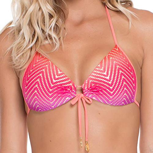 Luli Fama Women's Sunset Angel Push Up Bandeau Halter Bikini Top - Sexy Swimwear for Beach, Pool & Vacation | Perfect for Summer, Tropical Getaways & Swim Parties
