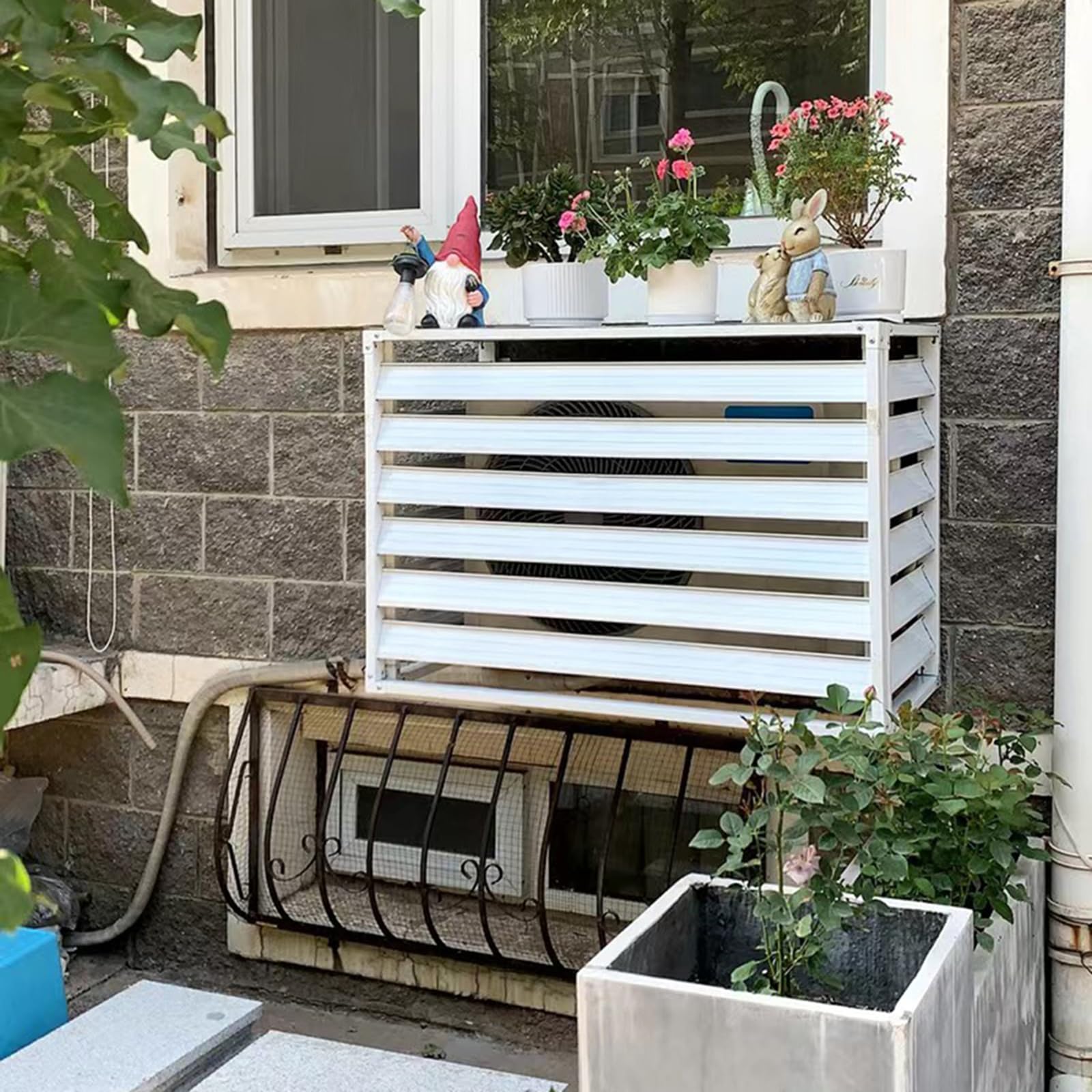 White 4-Panel Air Conditioner Privacy Fence Screen (39