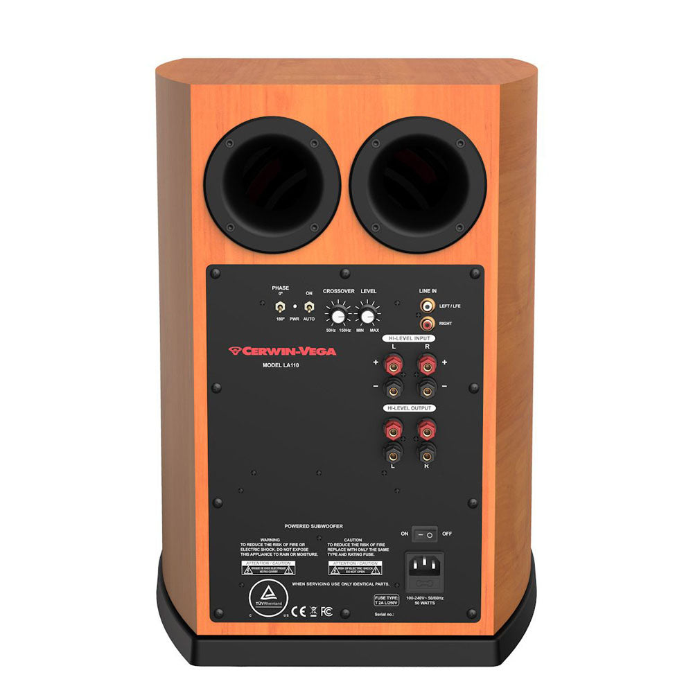 Cerwin Vega LA110C 10-Inch Powered Cognac Active Subwoofer Speaker - High Bass Performance for Home Theater & Music Systems
