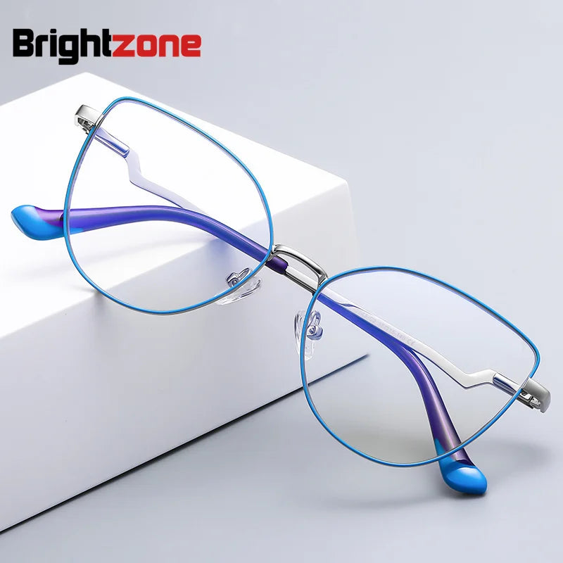 Brightzone Women's Full Rim Square Cat Eye Alloy Eyeglasses Frame 943043 - Stylish & Lightweight for Work, Reading & Fashion Accessories