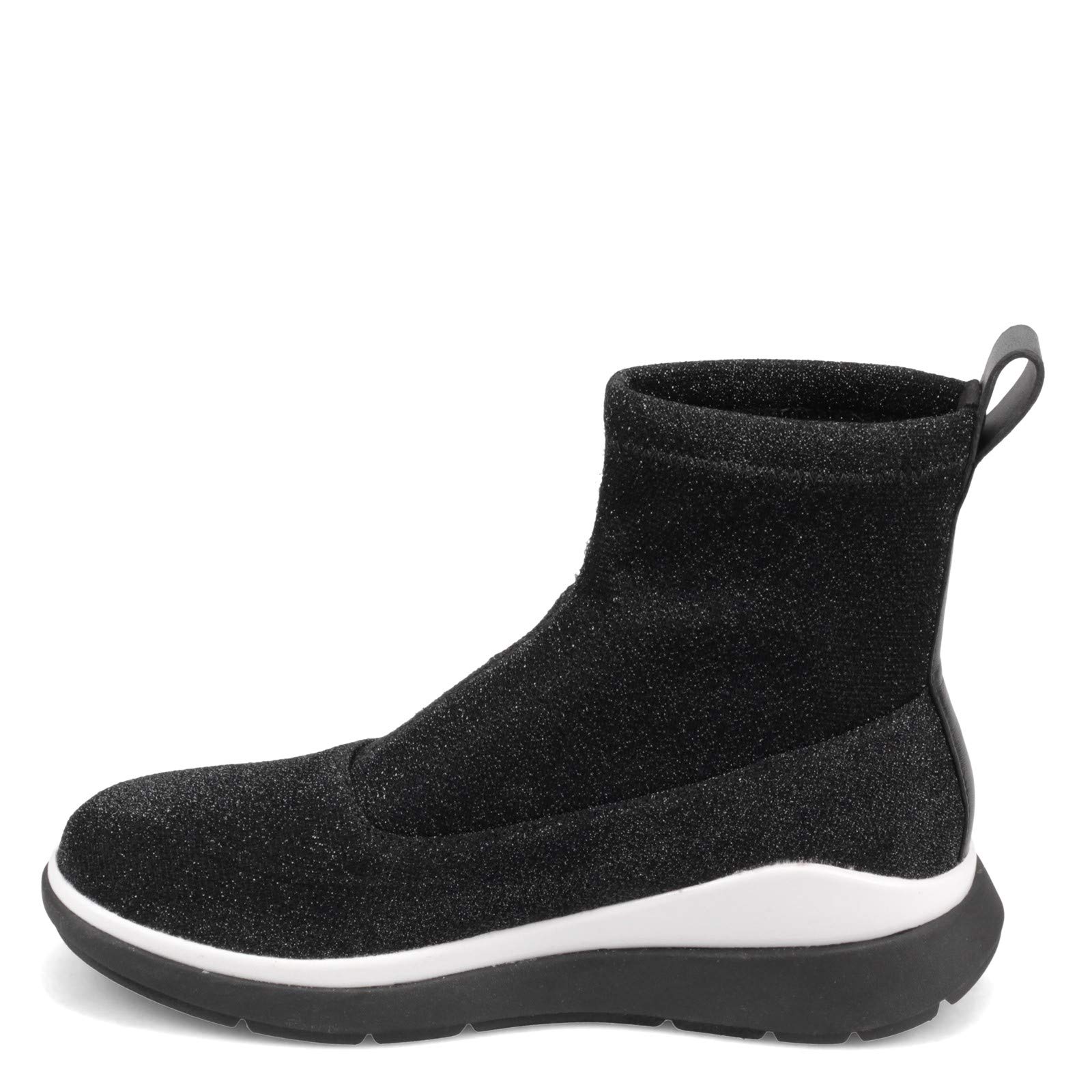 FitFlop Women's Loosh Luxe Lurex Knit High Top Sneakers - All Black - US Size 6 | Comfortable Fashion Sneakers for Casual Wear, Work & Everyday Outfits