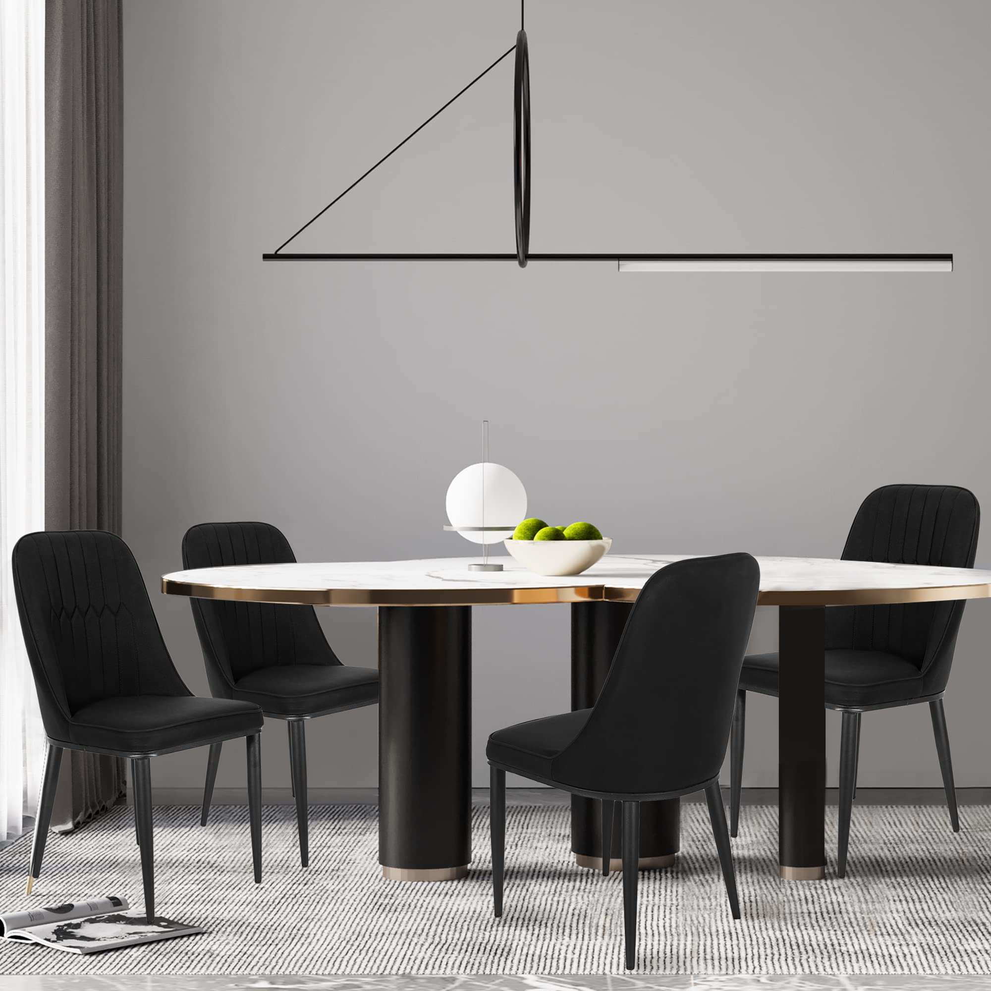GIA Black High Back Parson Dining Chairs - Set of 4 Upholstered Armless Kitchen Chairs for Dining Room, Restaurant & Home Decor | Modern Comfortable Seating for Family Meals & Entertaining