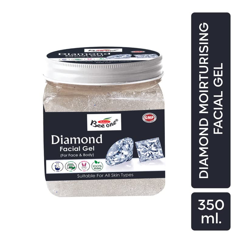 BEE ONE Diamond Facial Gel - 350ml Hydrating & Brightening Face Moisturizer for Glowing Skin | Perfect for Daily Skincare Routine & Nighttime Hydration