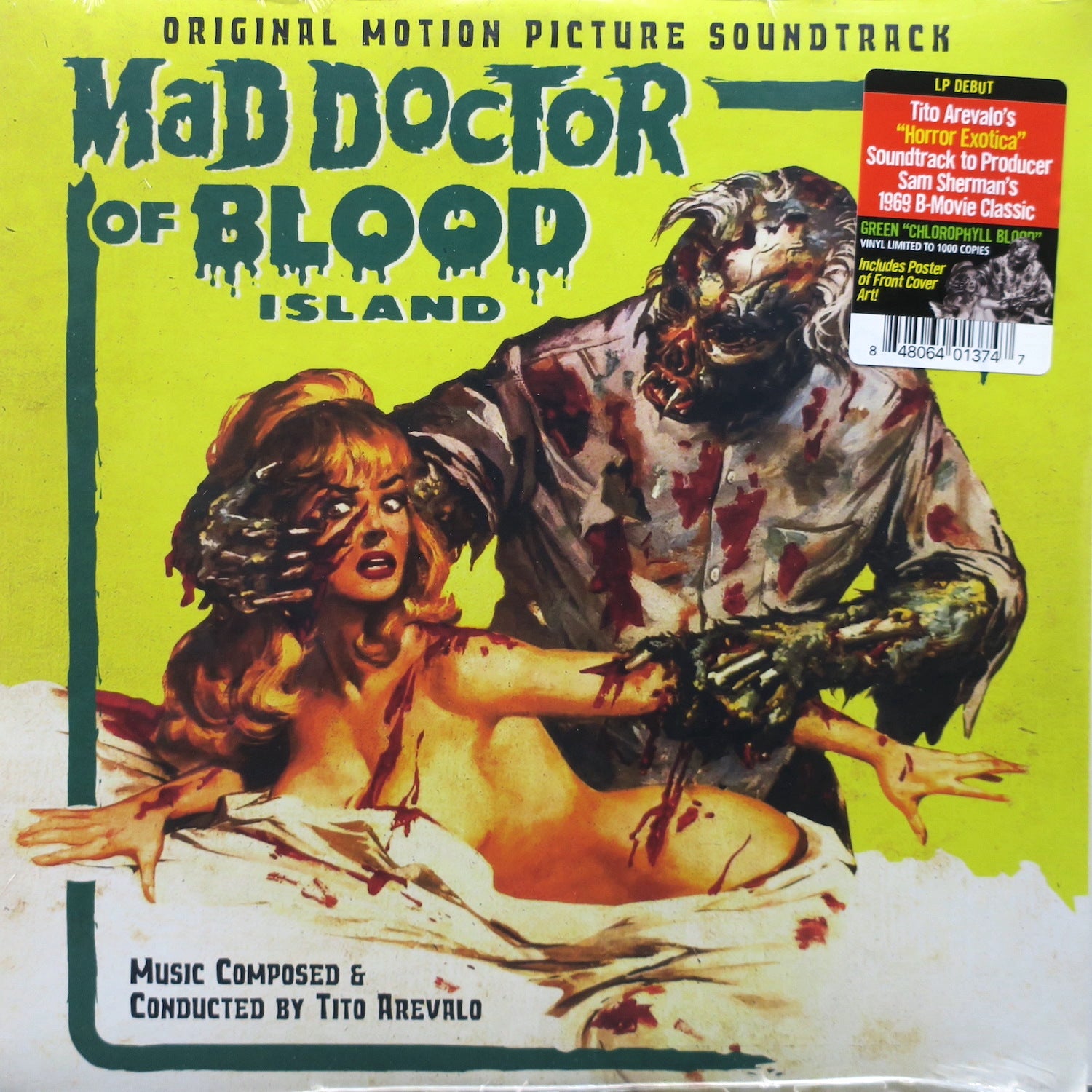 MAD DOCTOR OF BLOOD ISLAND Original Soundtrack - Limited Edition Green 'Chlorophyll Blood' Colored Vinyl LP - Perfect for Horror Movie Nights & Vinyl Collectors