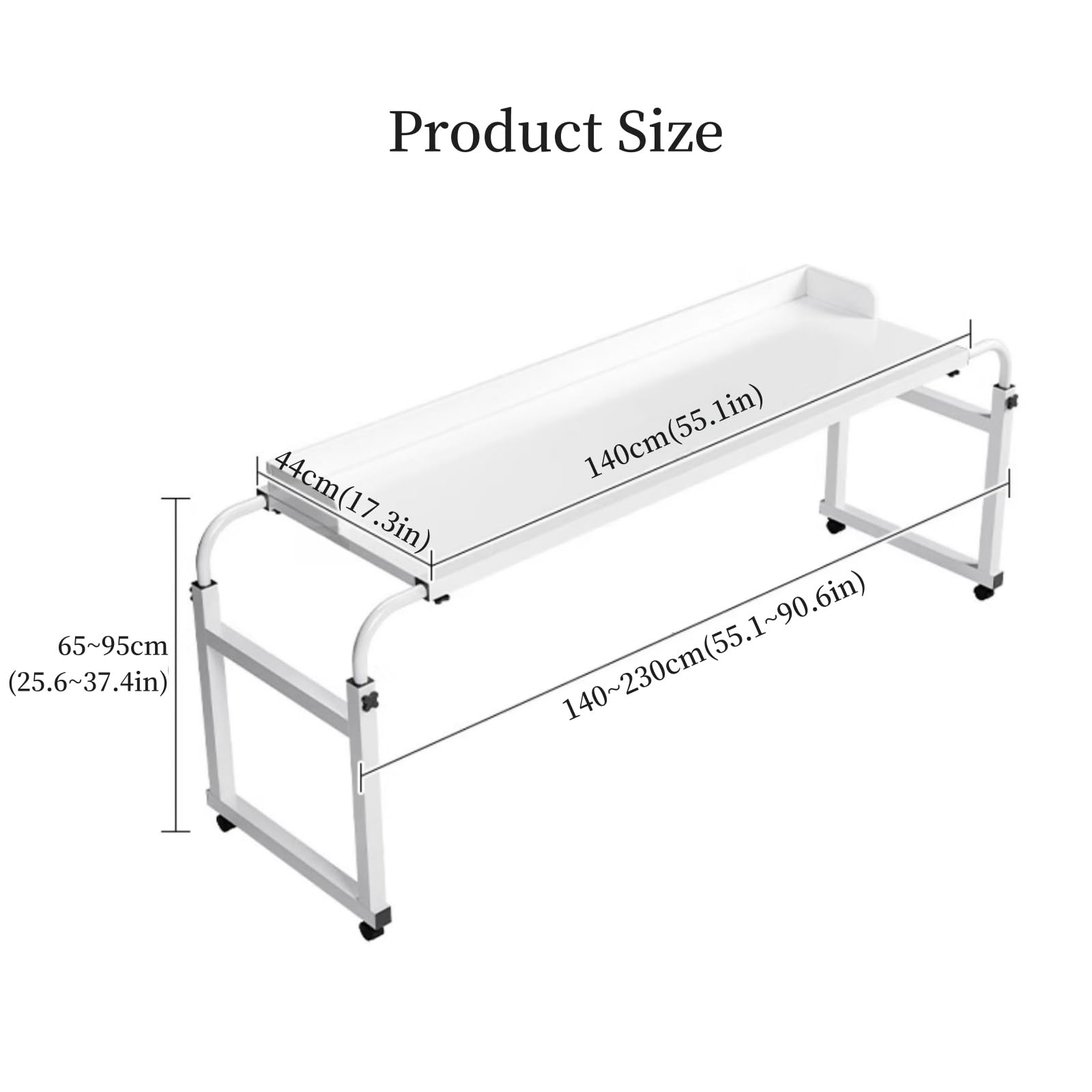 Adjustable Height Overbed Table with Wheels - Mobile Bed Desk for Laptop, Breakfast, Reading & Work - Brown    (Use Cases: Perfect for hospital patients, home office, studying in bed, or enjoying meals comfortably)
