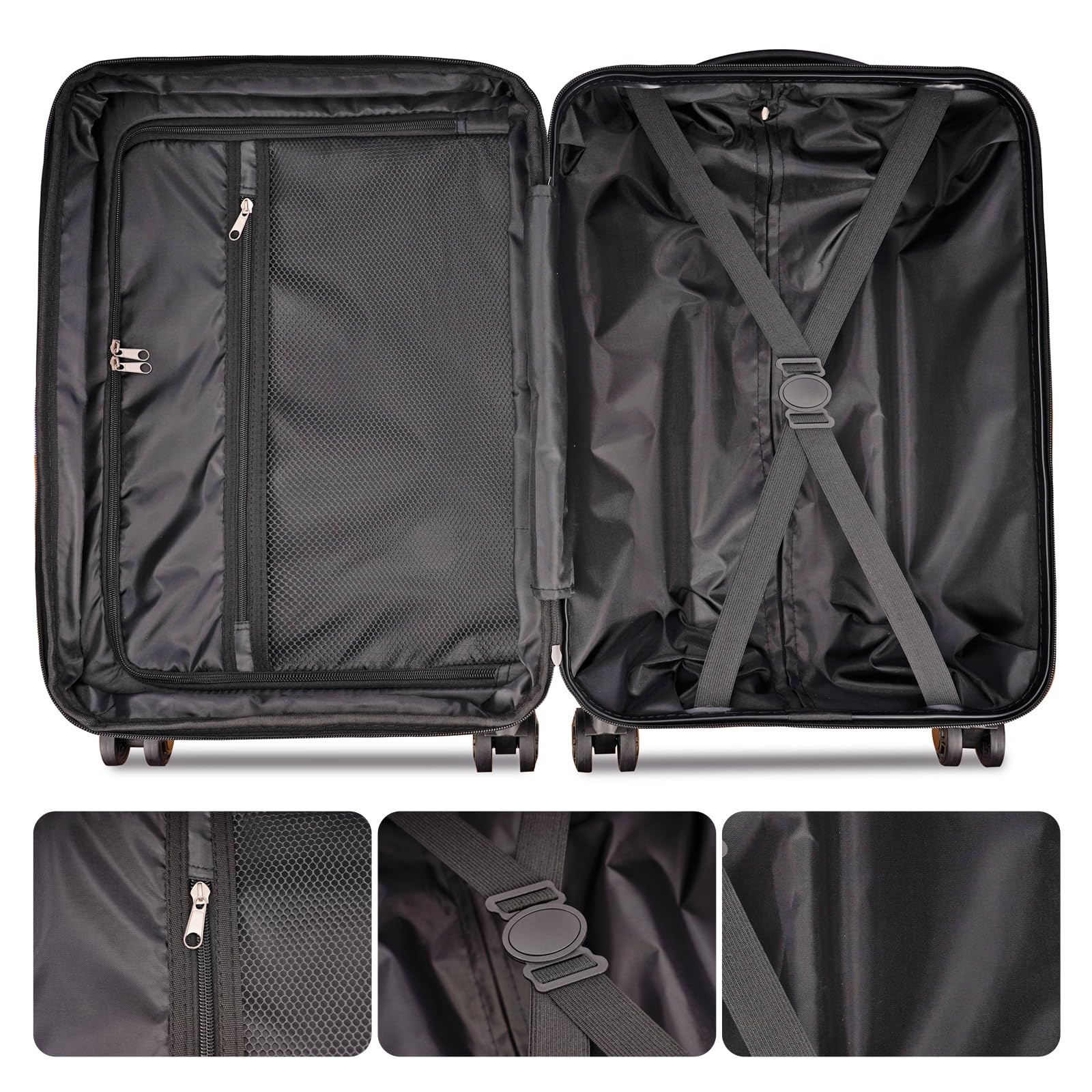 GinzaTravel 3-Piece Expandable Hardside Luggage Set with 4 Spinner Wheels, TSA Lock - Durable PC+ABS Suitcases for Travel, Business Trips & Family Vacations