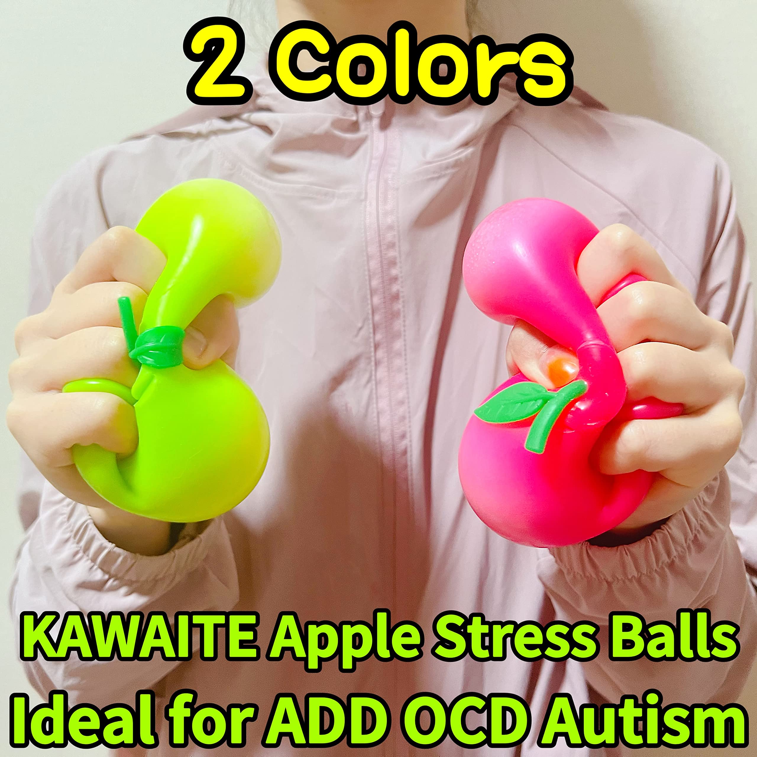 Soft Stress Relief Squeeze Ball for Adults & Kids - Stretchy Fidget Toy for ADHD, Autism & Anxiety - Squishy Apple Sensory Ball for Office, School & Travel (Pack of 1)