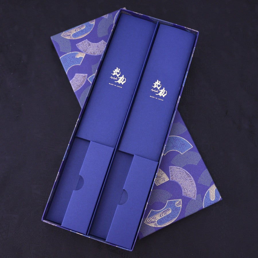 Traditional Japanese Blue Washi Paper Gift Wrapping Knife Set Box - Perfect for Wedding, Birthday & Holiday Presents - Elegant Handmade Gift Packaging Solution