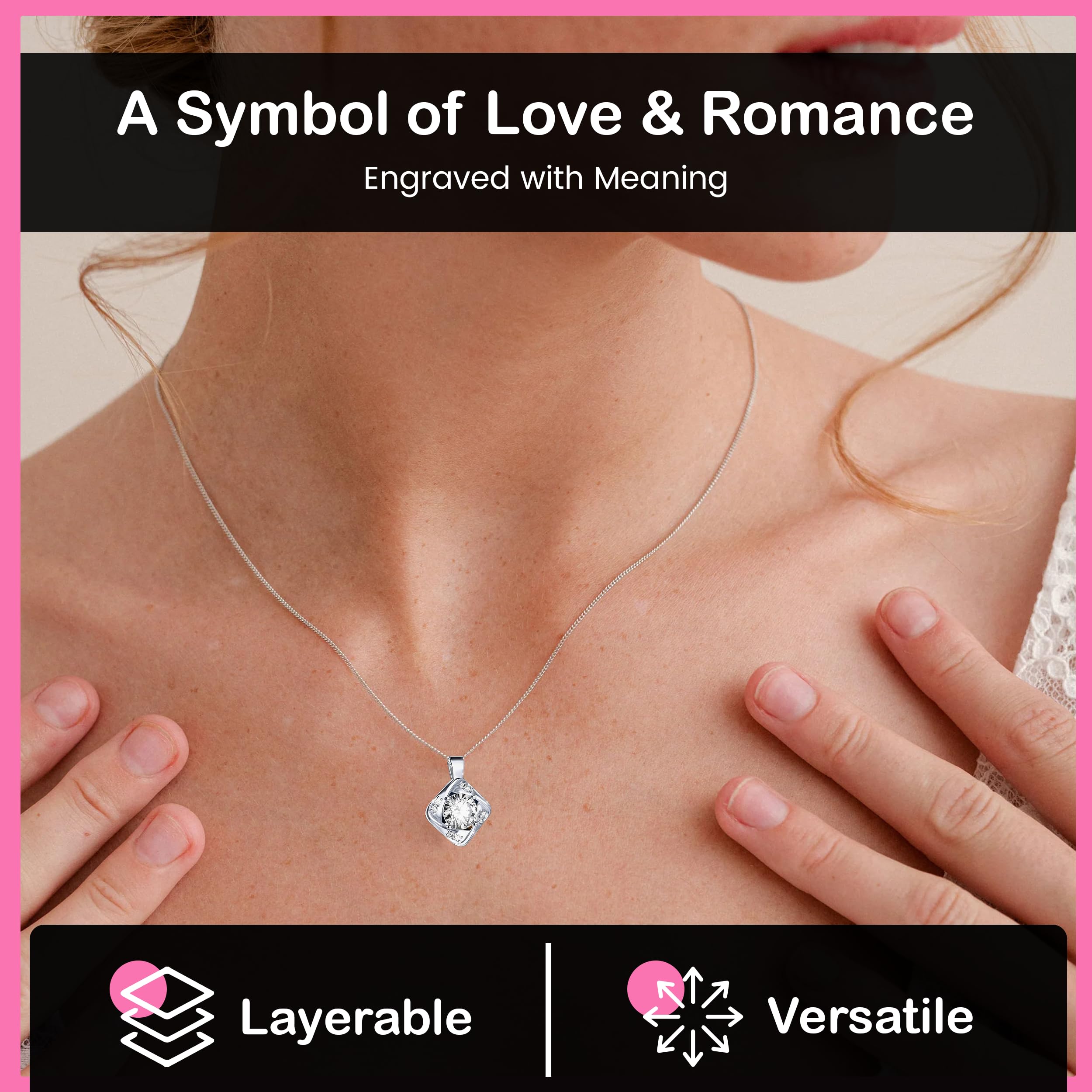 Sterling Silver Moissanite Heart Pendant Necklace for Women - 1-3 Carat D-Color VVS1 Moissanite Jewelry with Engraved 'HEART' - Elegant Romantic Birthday Gift for Her, Anniversary, Valentine's Day, Wedding, Engagement & Special Occasions