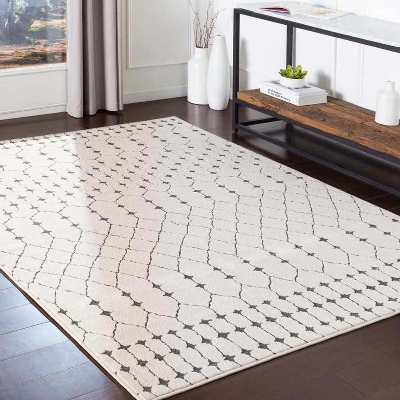 Mark&Day 8x10 Rouen Global Charcoal Area Rug - Soft Modern Carpet for Living Room, Bedroom, Kitchen - 7'10
