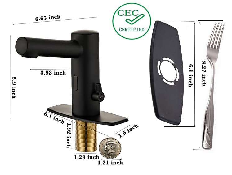 Automatic Touchless Bathroom Sink Faucet with Motion Sensor - Hands-Free Sensor Activated Water Tap for Hotel, Hospital & Home - Matt Black Finish (CEC DOE Certified) - Perfect for Hygienic Washrooms and Public Spaces