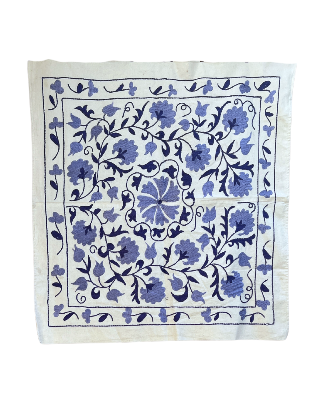 Handmade Small Suzani 079 - Traditional Embroidered Cotton Pillow Cover - Perfect for Boho Home Decor, Sofa & Bedroom Accent