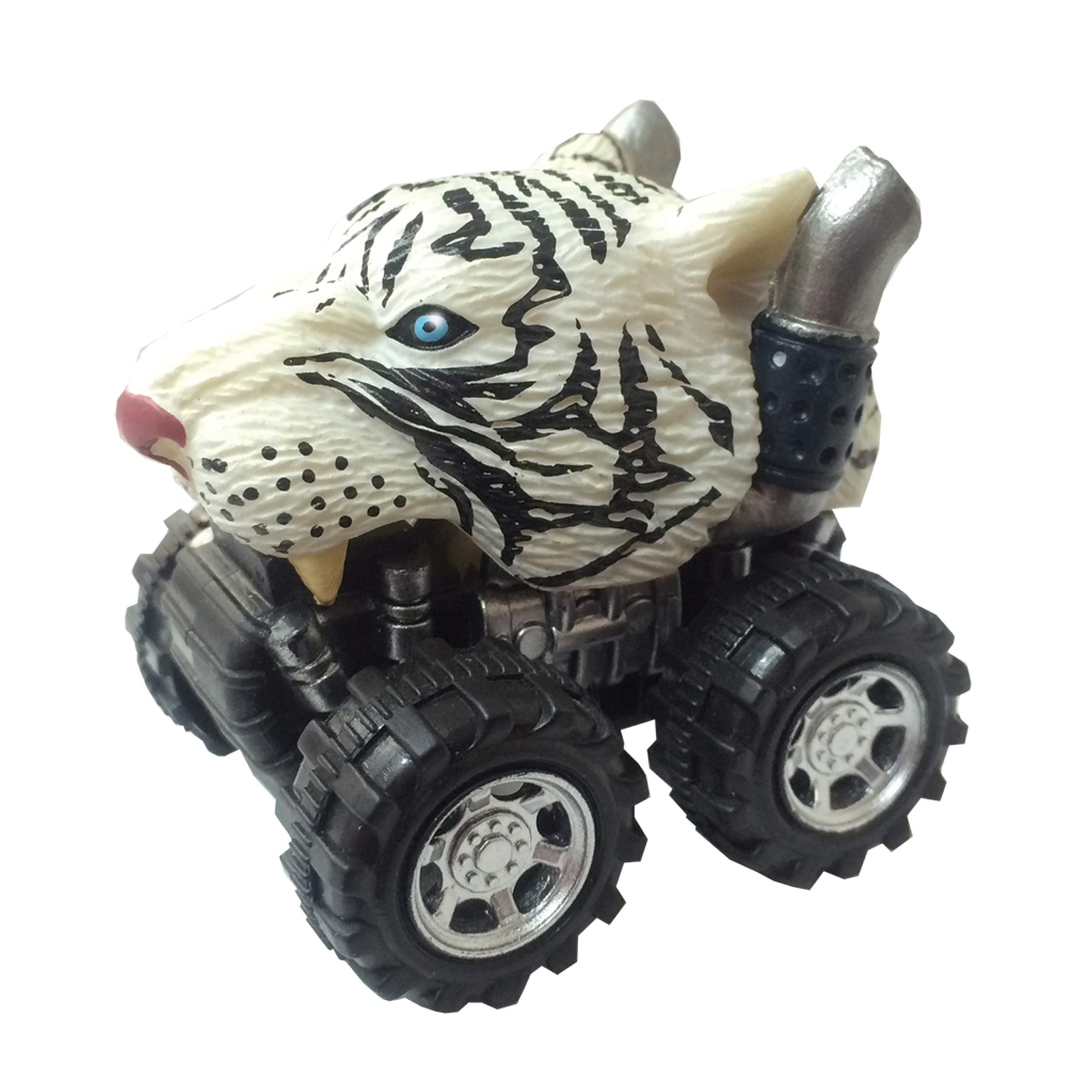 Deluxebase Friction Powered White Tiger Monster Truck Toy with Animal Rider - Fun Car Toy for Boys & Girls - Perfect for Playtime, Birthday Gifts & STEM Learning