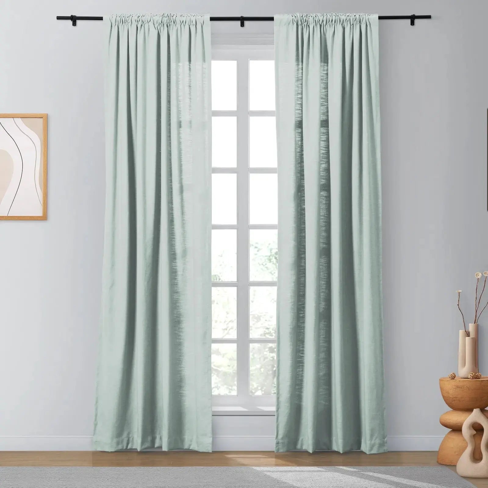 Isabella Heavyweight Cotton Blackout Curtains - Soft Top Thermal Insulated Drapes for Living Room & Bedroom - Noise Reducing & Energy Saving Window Treatments