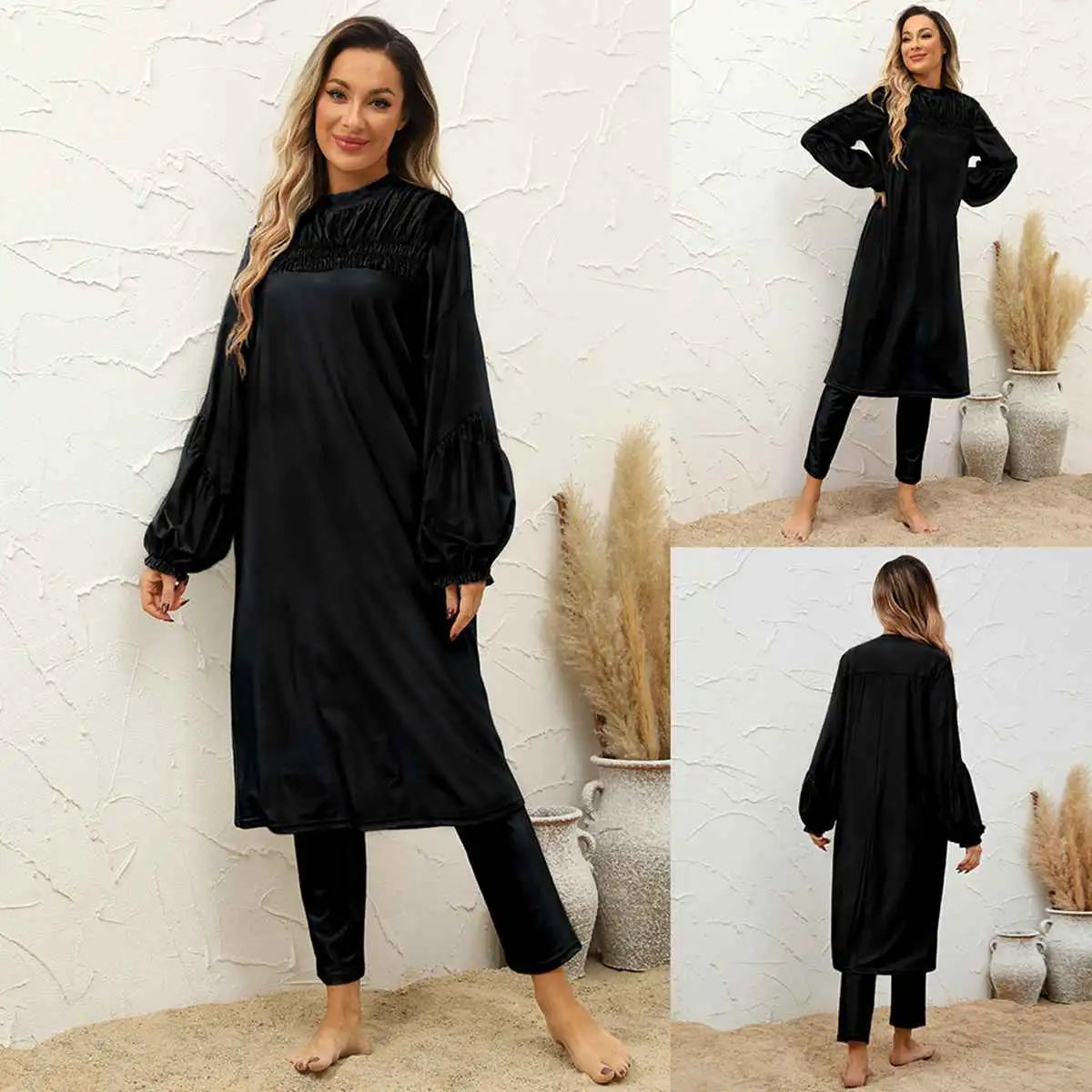 Halal Burkinis 3-Piece Full Cover Swimsuit Set for Muslim Women - Modest Beachwear for Swimming, Surfing & Family Outings