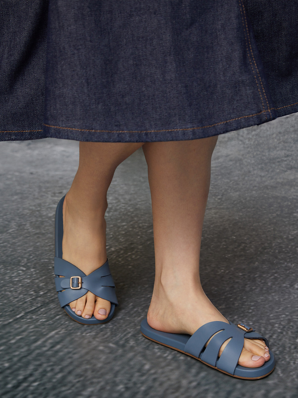 Sunday Slides Ash Blue - Comfortable & Stylish Women's Slides for Casual Wear, Beach, Pool, and Home Use