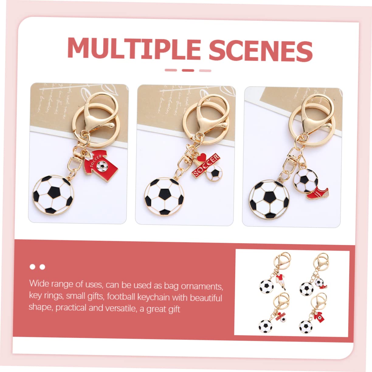 16 Pcs Football Keychain Set - Zinc Alloy Key Rings for Sports Fans & Gifts