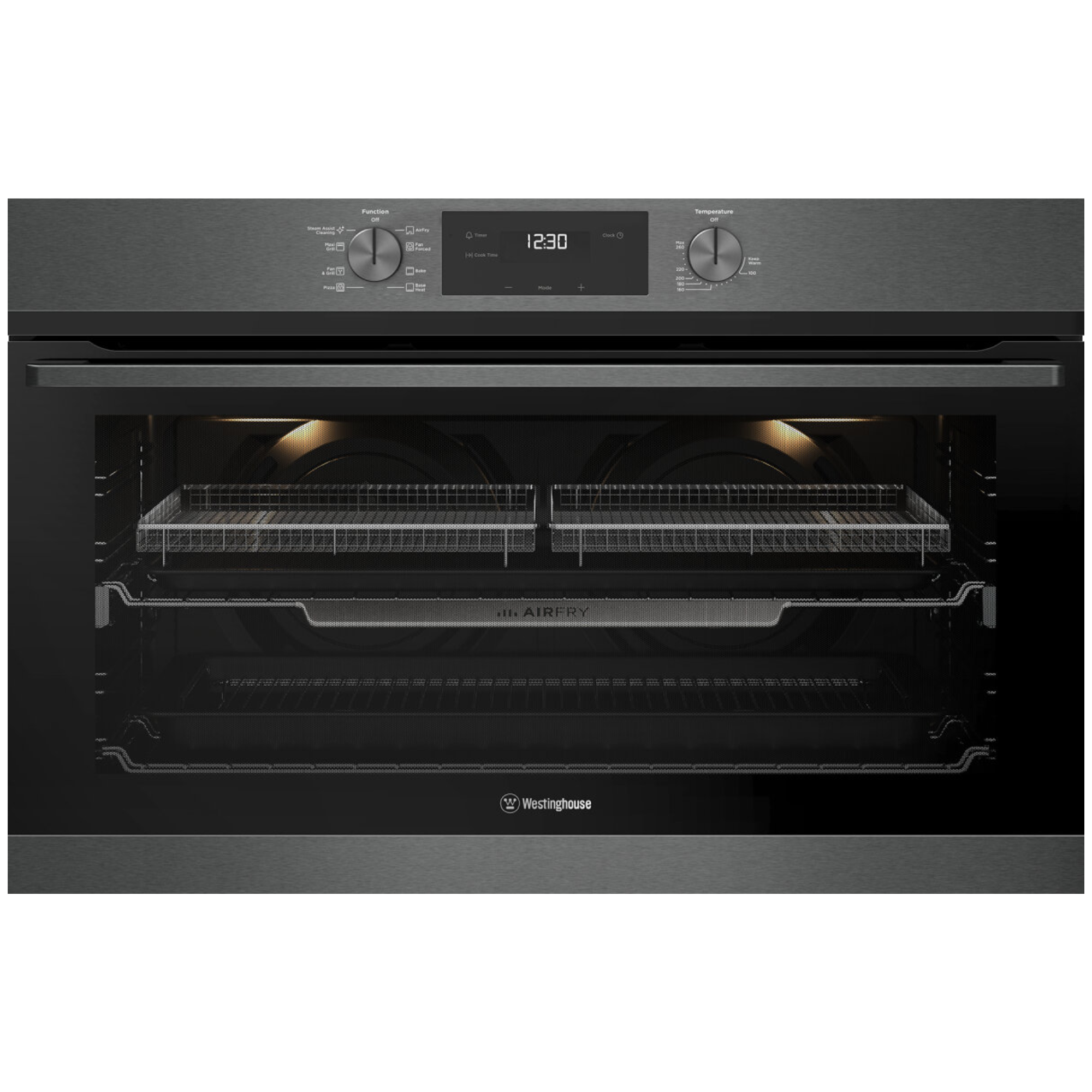 Westinghouse 90cm Built-in Multi Function Oven with Air Fryer, Convection & Grill - Dark Stainless Steel WVE9516DD - Perfect for Baking, Roasting & Air Frying Family Meals