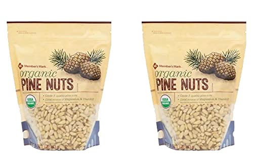 Organic Pine Nuts 32oz (2-Pack) - Rich in Magnesium & Vitamin E - Healthy Snack for Salads, Pesto & Baking - Member's Mark Gourmet Kitchen Pantry Staple