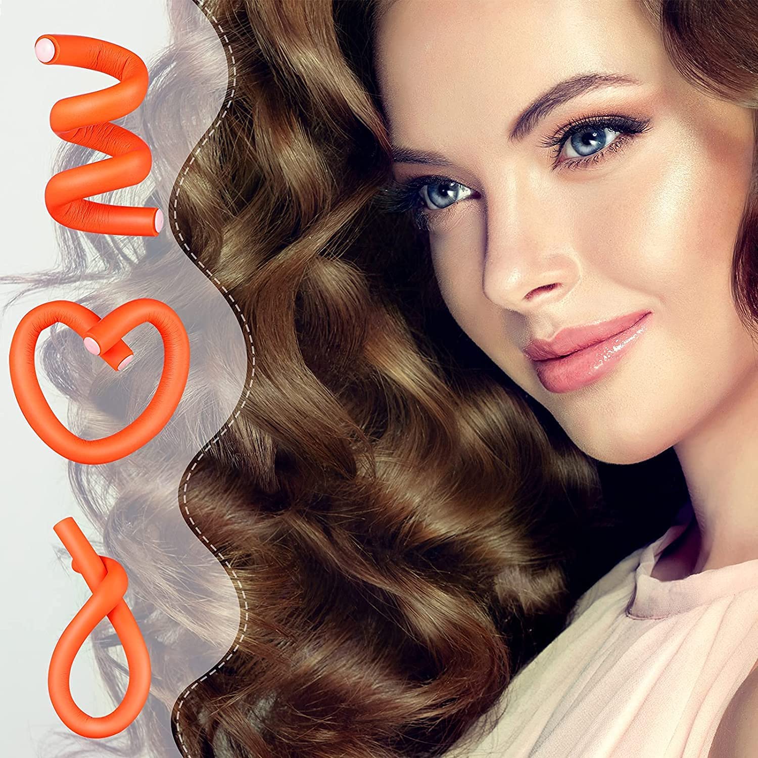 Spiral Hair Curling Flexi Rods Set - 20-Piece Heatless Curlers for Soft Waves & Defined Curls (2 Sizes) | No Heat Hair Styling Tools for Natural Curly Hairstyles | Perfect for Overnight Styling & Damage-Free Hair Care