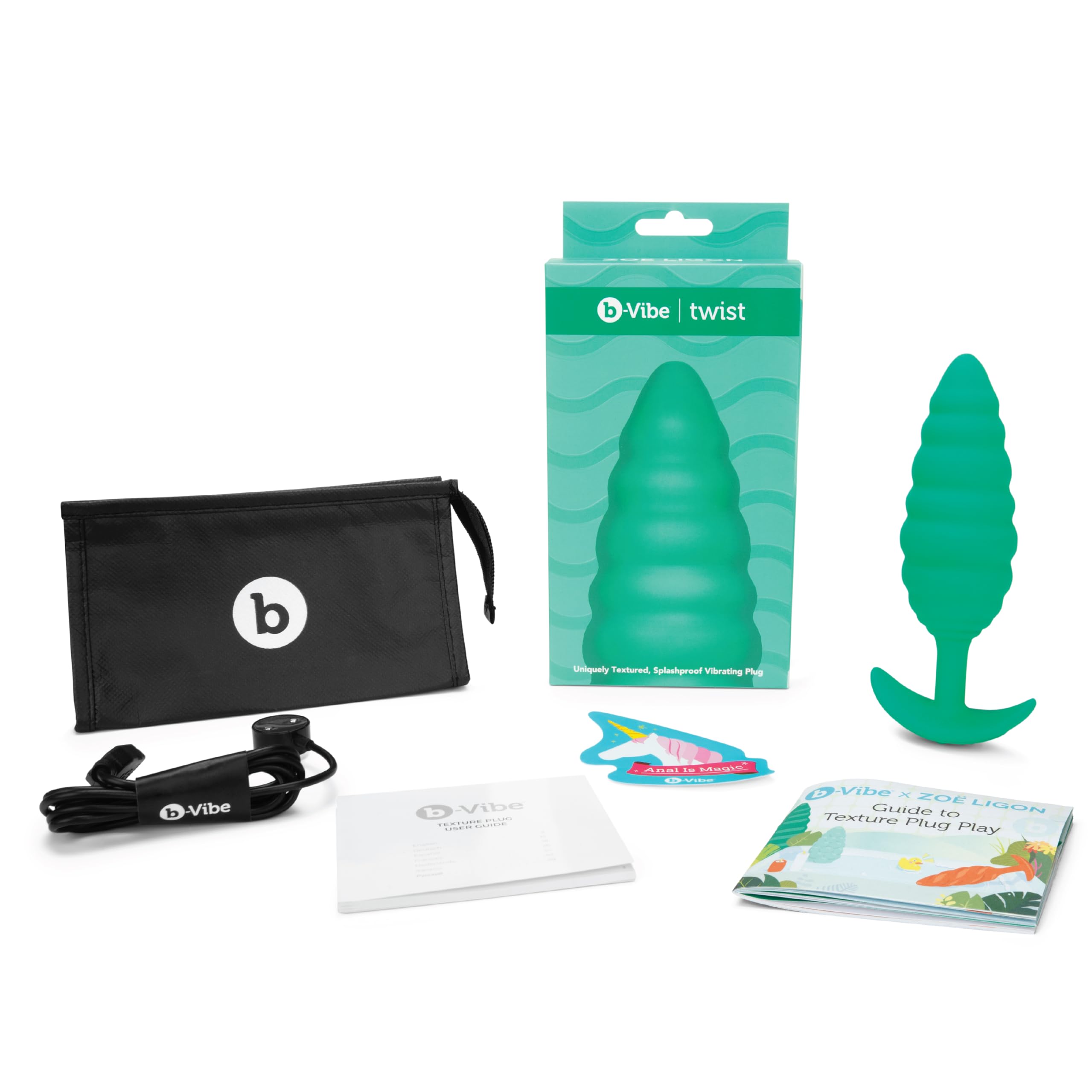 b-Vibe Bump Texture Small Vibrating Rechargeable Silicone Anal Plug - Mint Green | Remote Control & Waterproof | Perfect for Couples Play & Solo Exploration