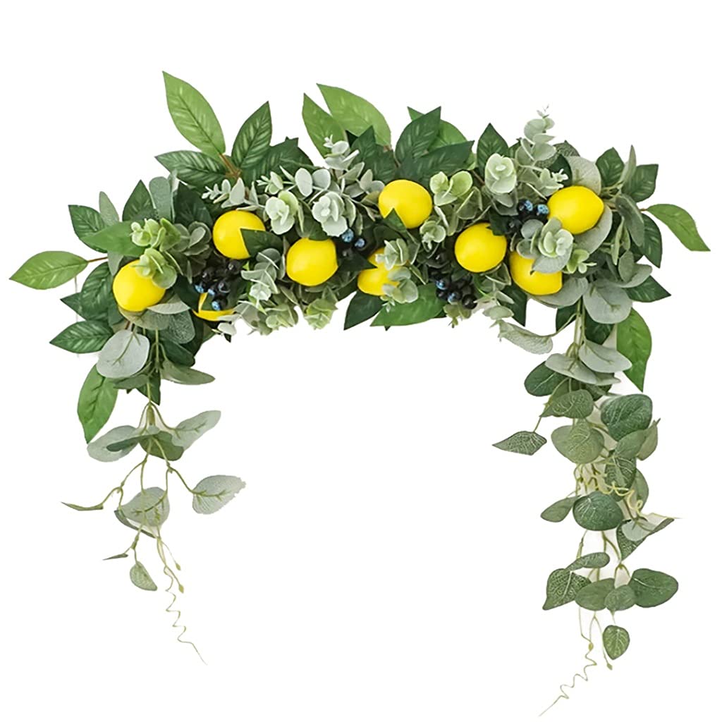 Artificial Rattan Flower Pendant - Boho Wall Decor for Living Room, Bedroom, or Office - Lemon Leaf Hanging Door Lintel & Table Decoration - Natural-Looking Faux Plant for Home & Wedding Decor