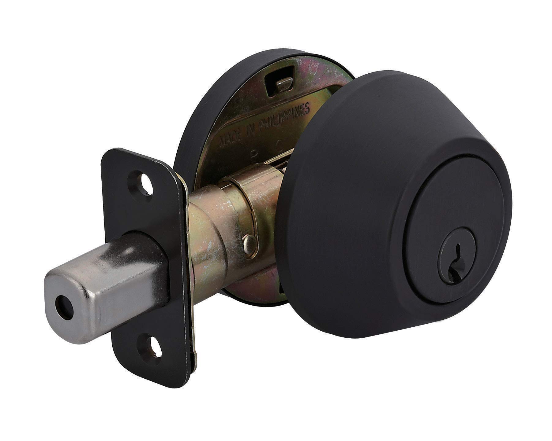 Amazon Basics Single Cylinder Deadbolt Lock - Matte Black Finish for Home & Apartment Security