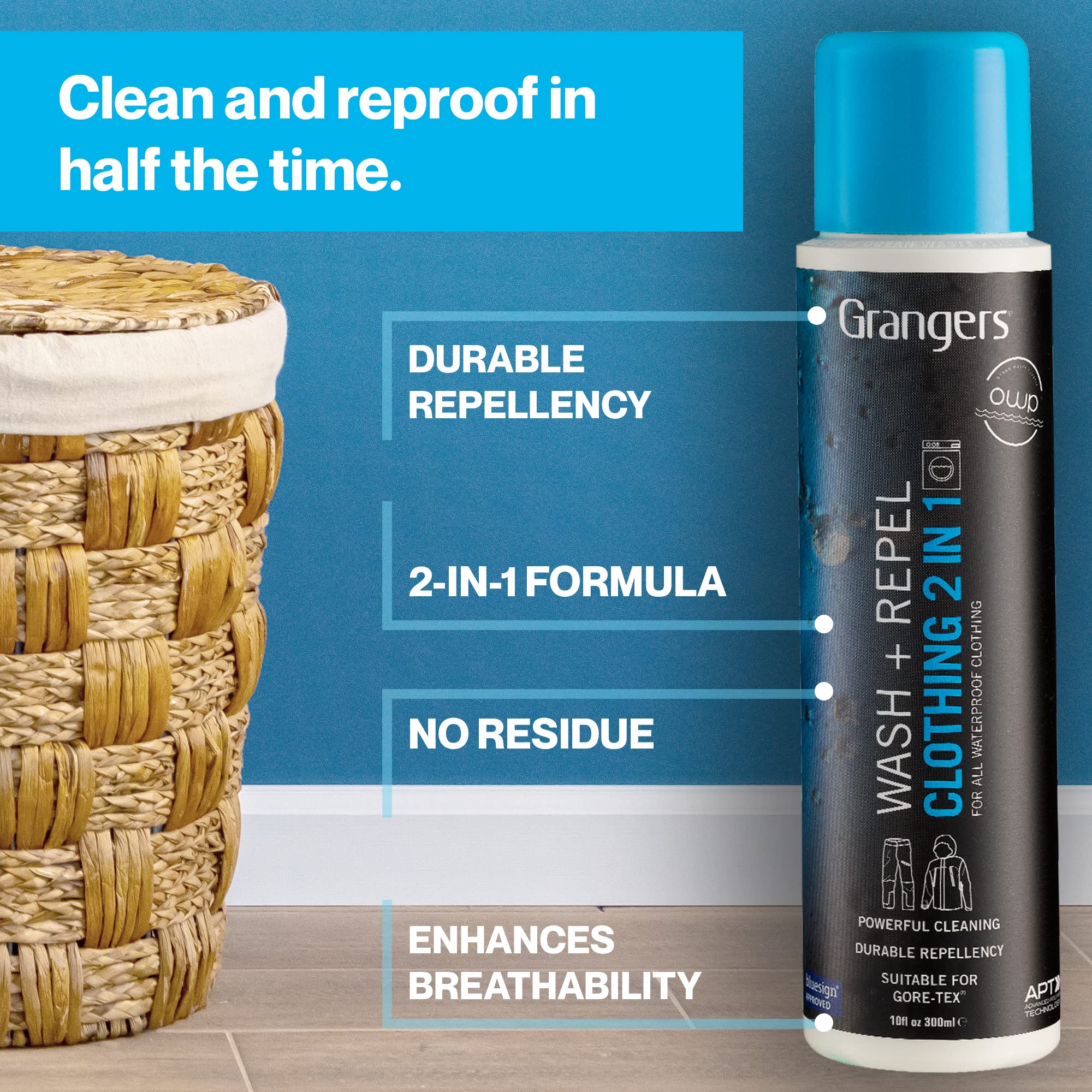 Grangers Wash-In Waterproofing Treatment for Outdoor Clothing | Durable Water Repellent for Jackets, Pants & Gear | Ideal for Hiking, Camping & Rainy Weather