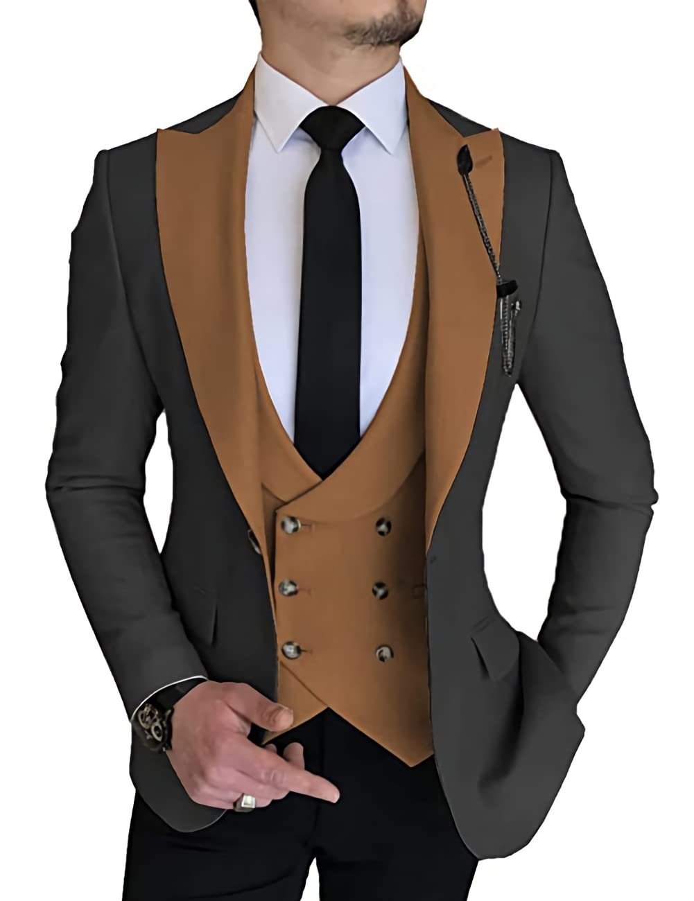 Slim Fit Men's 3 Piece Suit Set - One Button Blazer, Vest & Dress Pants for Business, Wedding & Prom | Formal Office Attire & Special Occasion Outfit