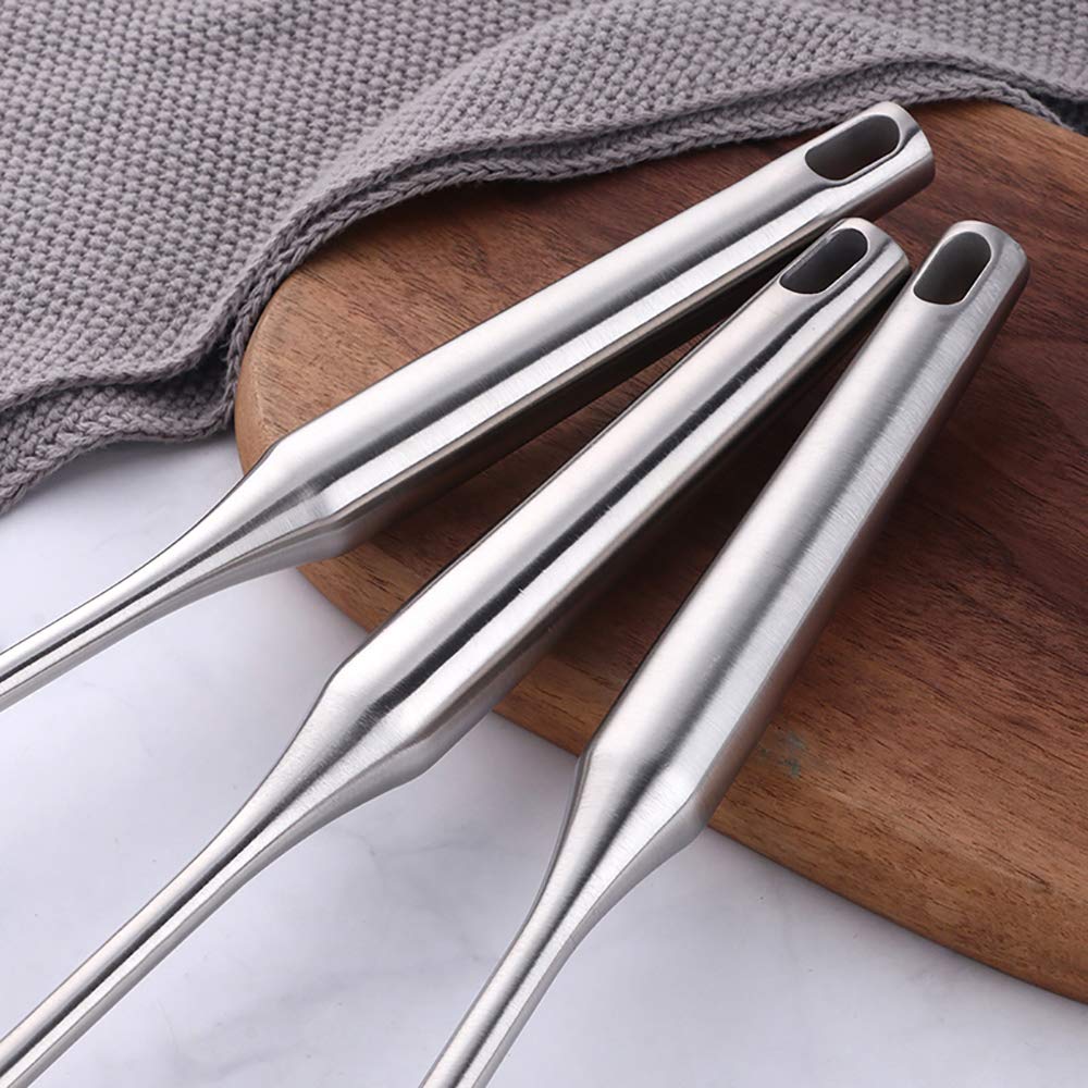 Premium 18/8 Stainless Steel Kitchen Utensil Set - 10 Piece Long Handle Cooking Tools for Nonstick Cookware (Silver) | Ideal for Sauteing, Frying, Baking & Everyday Cooking