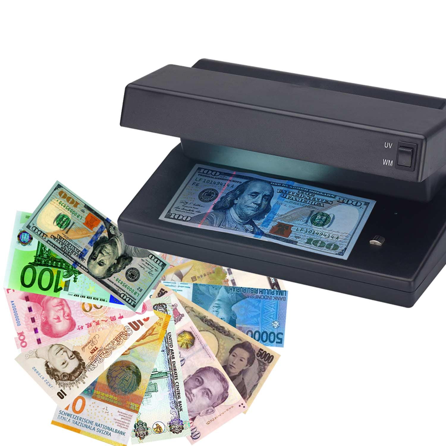 **Premium UV Counterfeit Bill Detector – 2 x 6W Powerful UV Light, Magnetic & Watermark Detection for All Currencies, Credit Cards & IDs – Ideal for Retail, Banks & Cash Handling (Black)**
